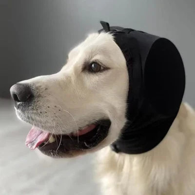 Adjustable Sound-Dampening Ear Covers for Dogs | Calming Hood for Anxious Pets During Fireworks & Storms | Lightweight Nylon Head Wrap | Thomler