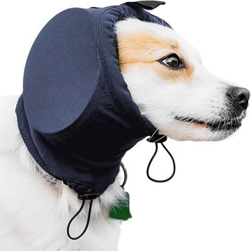 Adjustable Sound-Dampening Ear Covers for Dogs | Calming Hood for Anxious Pets During Fireworks & Storms | Lightweight Nylon Head Wrap | Thomler