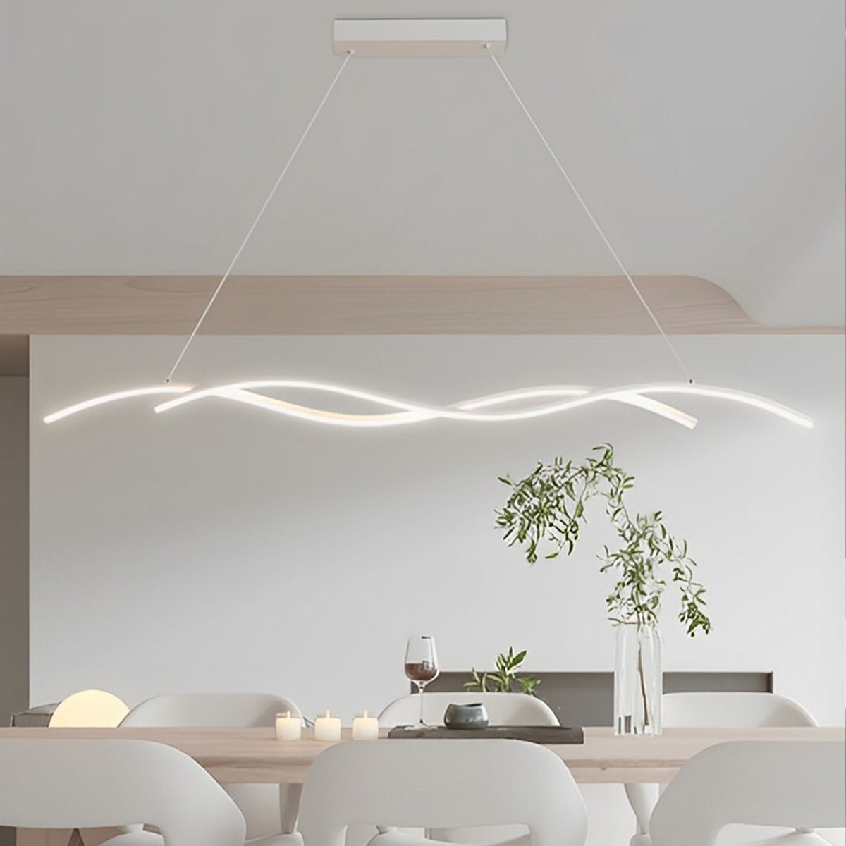 Pendant Light Aluminium LED 150.0 cm Black Dining Room Dimmable Wavy Ceiling Hanging Light Modern Minimalist Chandelier | Thomler