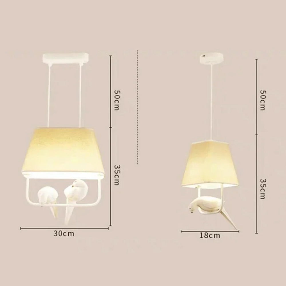 Pendant Light Fabric Shade E27 Beige Bird Design Dining Room Living Room Hanging Ceiling Lamp Decorative Ambient Lighting | Thomler