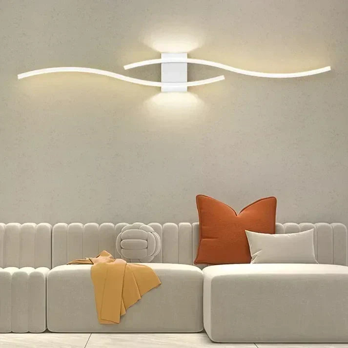 Curved LED Wall Sconce – Contemporary Metal Fixture for Bedroom, Living Room & Office – 24 Inch Warm Glow | Thomler