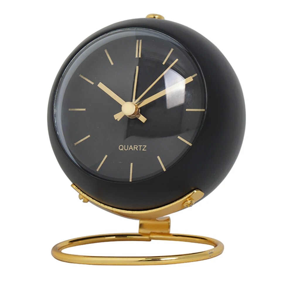 Table Clock Metal Quartz 10.5 cm 4.1 Inch Green Gold Bedroom Desk Retro Analog Nightstand Clock | Thomler