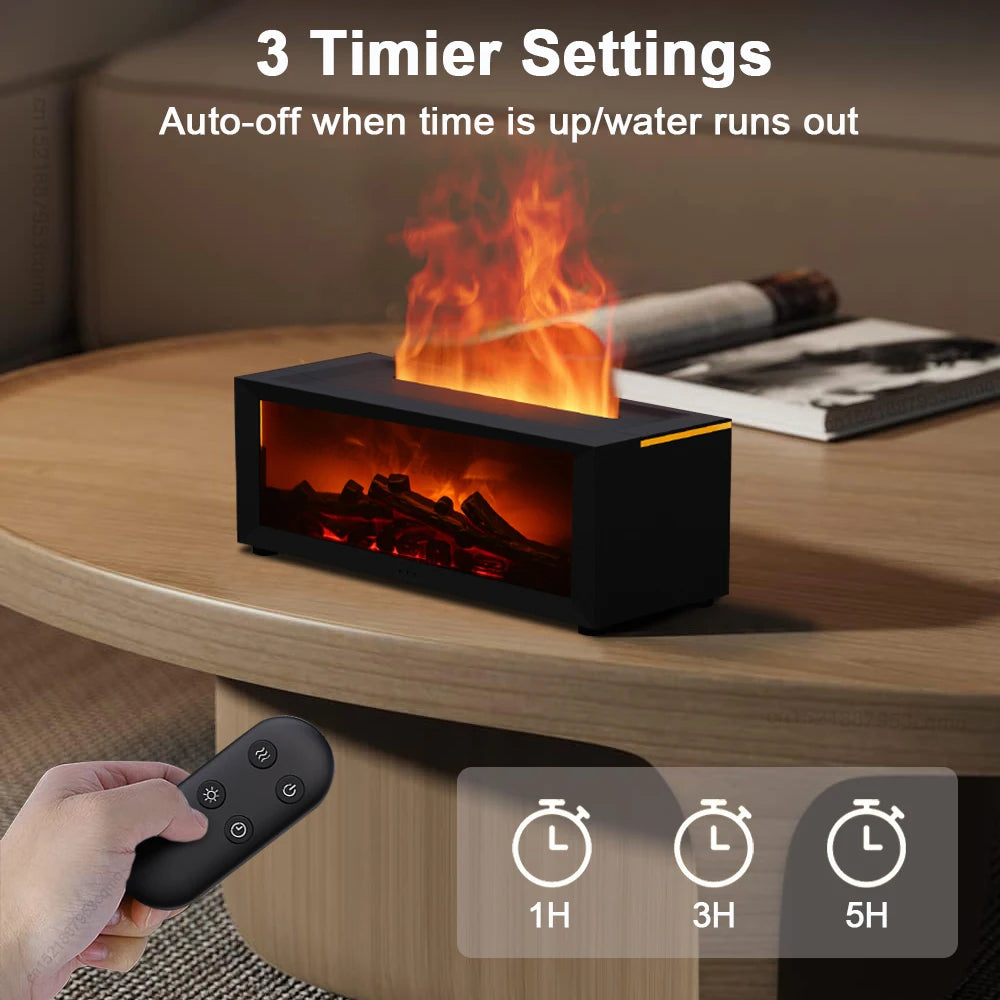 Ultrasonic Cool Mist Diffuser with Simulated Fire Light Effect for Bedroom, Office, Spa & Wellness | Aromatherapy Essential Oil Compatible D | Thomler