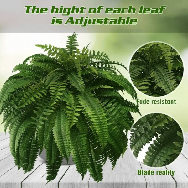 Faux Fern Plant Insert UV-Resistant PVC Greenery for Pots Hanging Baskets Indoor Outdoor Adjustable No-Water Decoration | Thomler