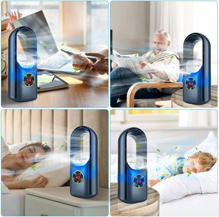 Whisper-Quiet Bladeless Personal Air Cooler for Desk and Bedroom, Portable Compact Desktop Fan with Multiple Speed Settings, Energy-Efficien | Thomler