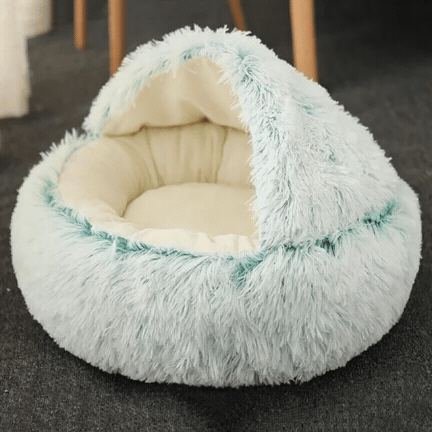 Hooded Cat Bed with Raised Rim – Plush Donut Nest for Anxious Cats, Semi-Enclosed Design for Security | Thomler
