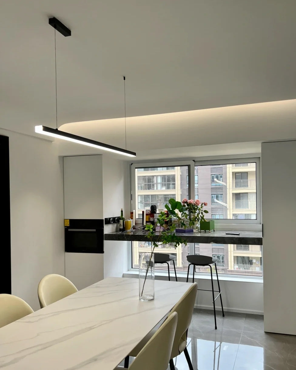 Linear Pendant Light Metal 39 in Adjustable Kitchen Island LED Warm White 3000K-6000K Modern Dining Room Hanging Lamp | Thomler