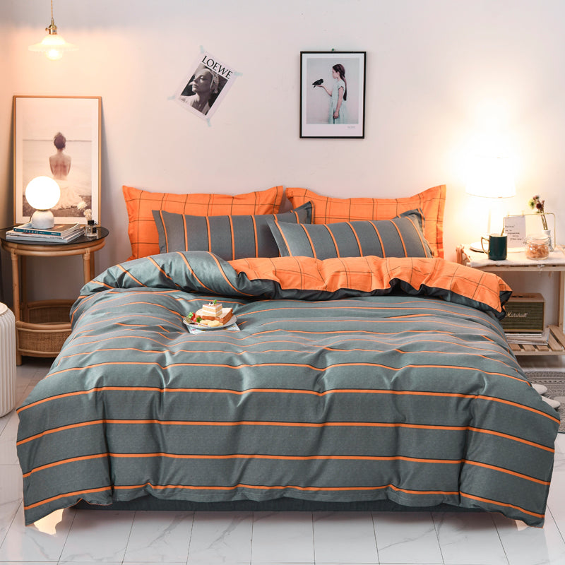 Abstract Geometric Bedding Set – Retro Chevron Pattern Duvet Cover for Queen & King Beds | Thomler