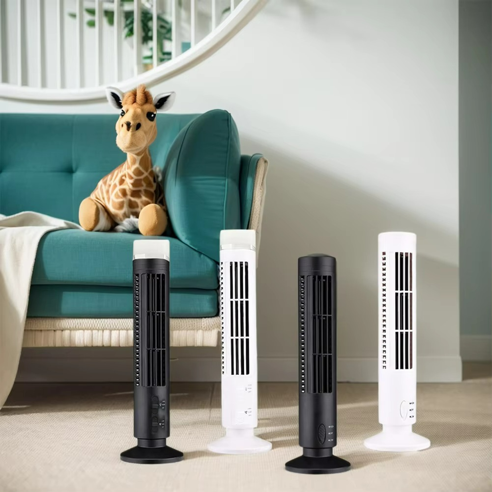 USB Desktop Tower Fan Bladeless Compact Air Cooler Personal Space 2-Speed Quiet Airflow Safe Cooling for Home Office Dorm Bedroom Work | Thomler