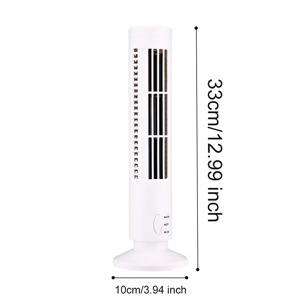 USB Desktop Tower Fan Bladeless Compact Air Cooler Personal Space 2-Speed Quiet Airflow Safe Cooling for Home Office Dorm Bedroom Work | Thomler