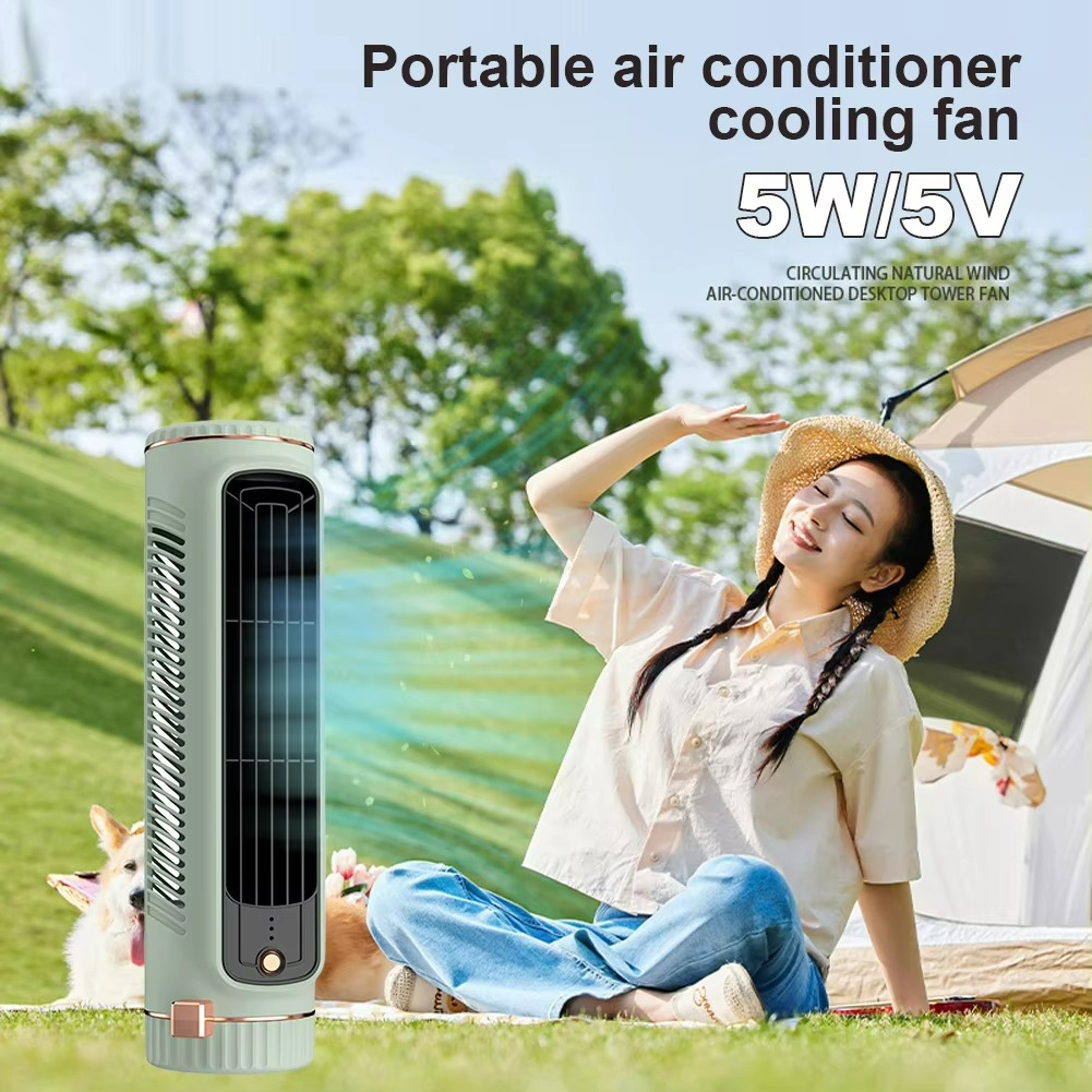 Bladeless Tower Fan with 360° Air Circulation & Ice-Cool Technology for Home Office Bedroom Living Room Desktop USB Powered 5W Quiet | Thomler