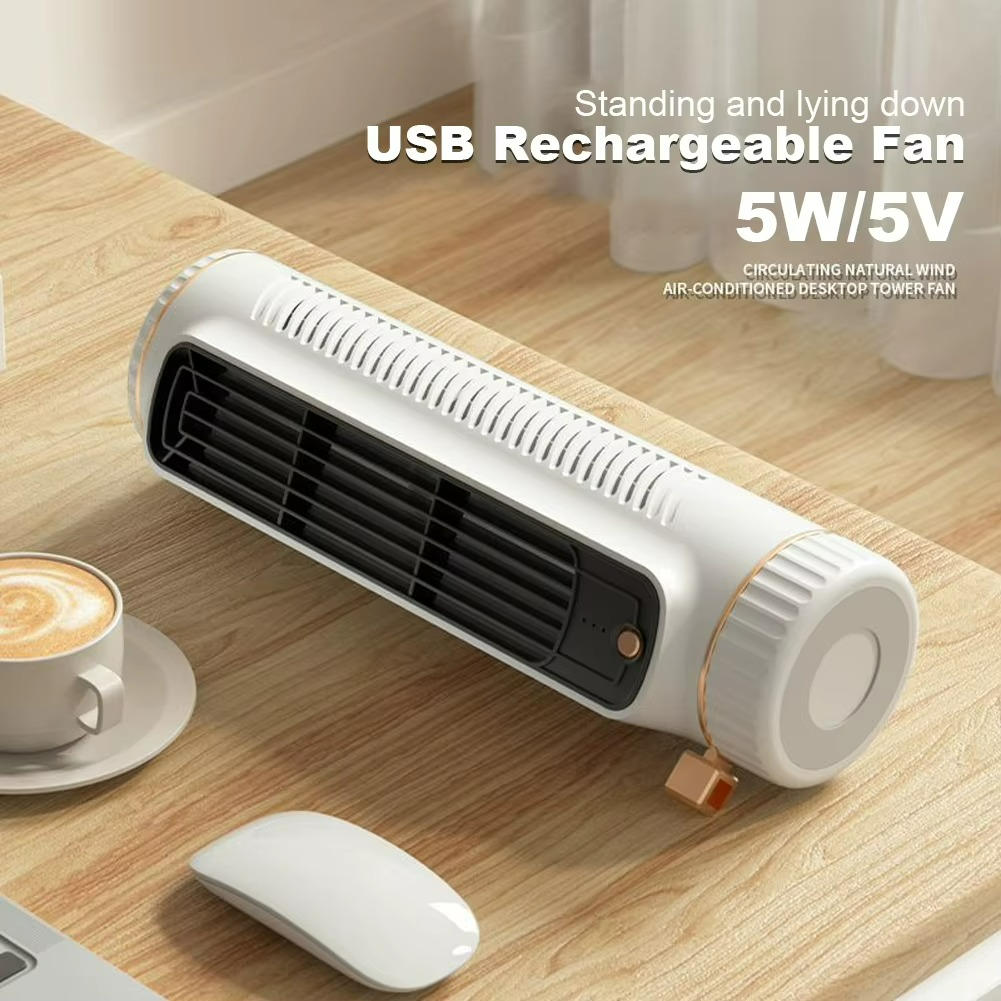 Bladeless Tower Fan with 360° Air Circulation & Ice-Cool Technology for Home Office Bedroom Living Room Desktop USB Powered 5W Quiet | Thomler