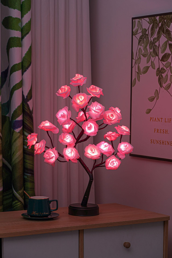 LED Flower Blossom Tree Lamp Warm White Light 24 Blooms 15.7 Inch Decorative Tabletop Accent for Bedroom Living Room Nursery Battery or | Thomler