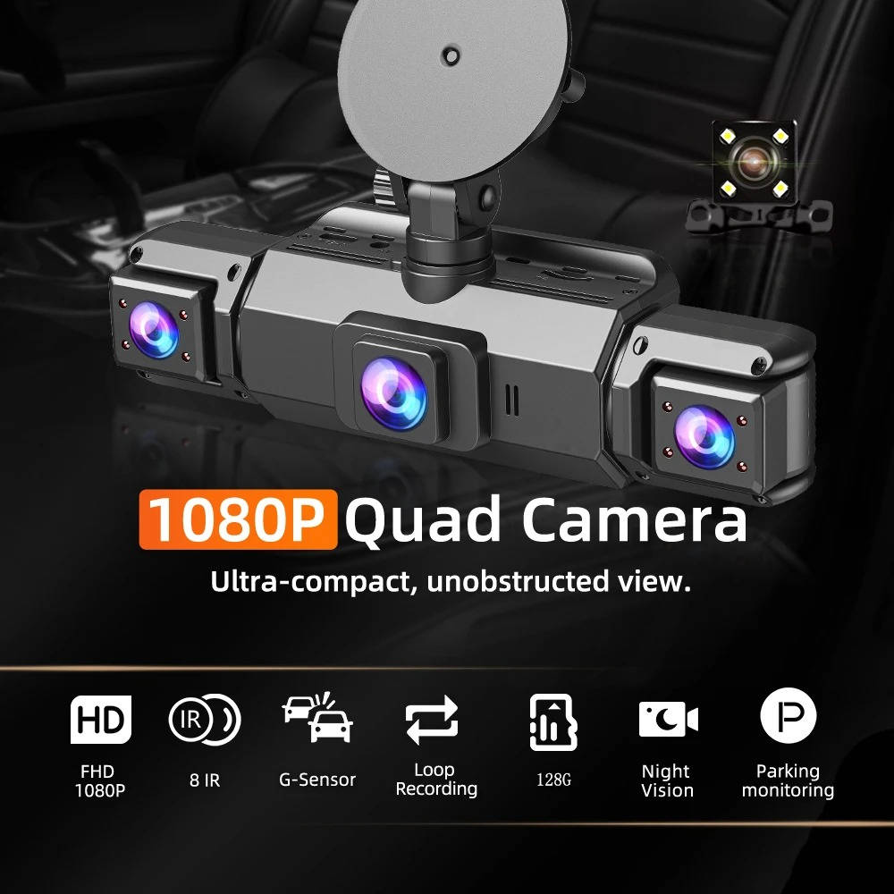 4-Camera 1080P Vehicle Recording System with Infrared Vision – Front Rear Side Surveillance Monitor for Cars Trucks SUVs | Thomler