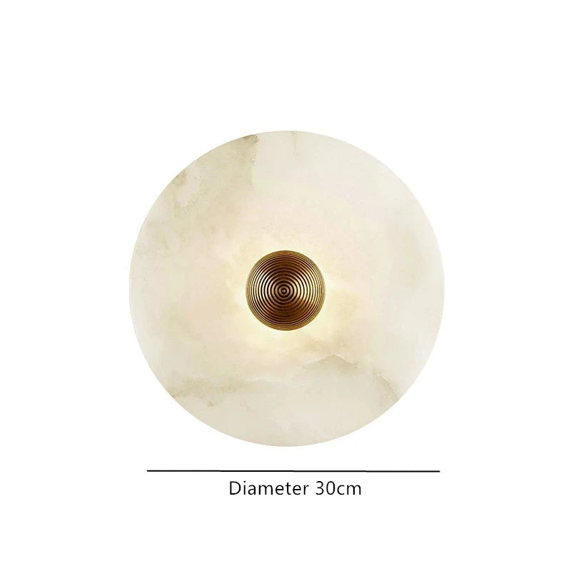 Wall Lamp Alabaster 7.9–13.8 In Round LED Bedroom Hallway Modern Minimalist Sconce Lighting Fixture | Thomler
