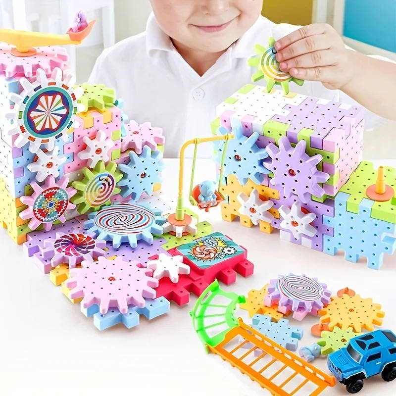 263-Piece Motorized Construction Set for Kids with Electric Spinning Gears, STEM Learning, Snap-Together Blocks for Amusement Park Builds | Thomler