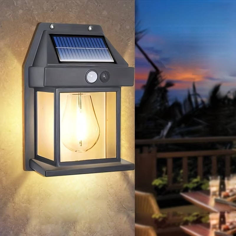 Motion-Activated Solar Outdoor Sconce with 3 Brightness Settings – Weatherproof Garden Security Light – 2-Pack | Thomler