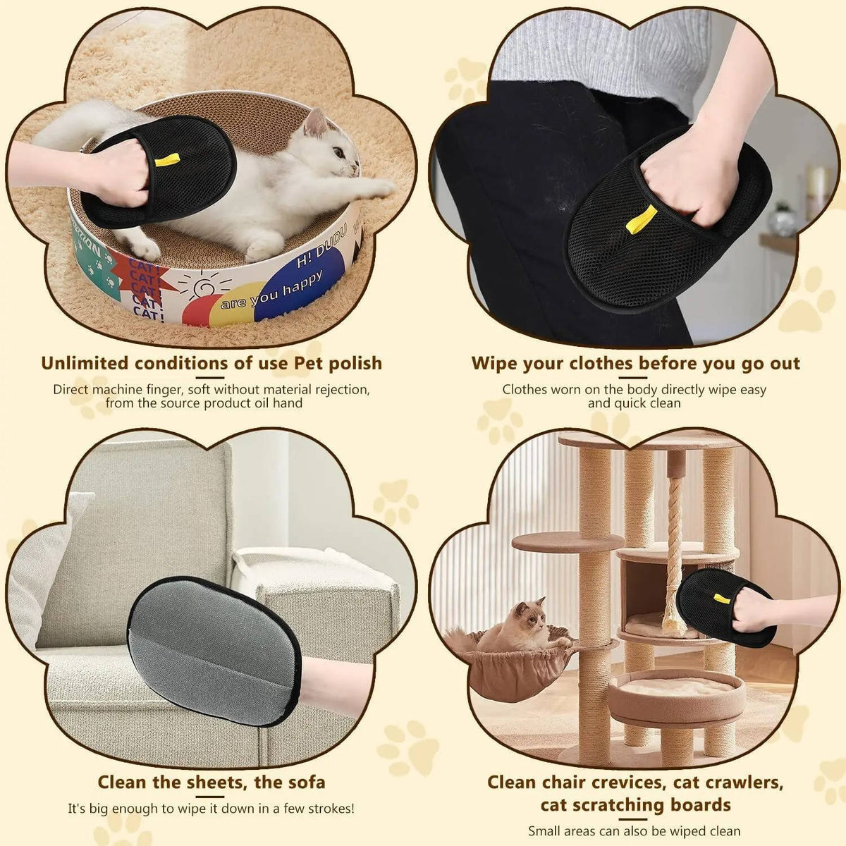 Dual-Sided Grooming Mitt for Dogs & Cats – 2-Pack Fur Collector for Upholstery & Clothing | Thomler