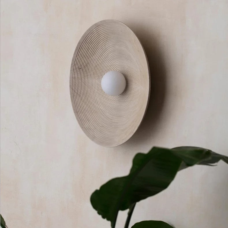 Wall Lamp Resin Glass 19.7 in Round White Bedroom Living Room Ambient Lighting Scandinavian Minimalist Sconce | Thomler