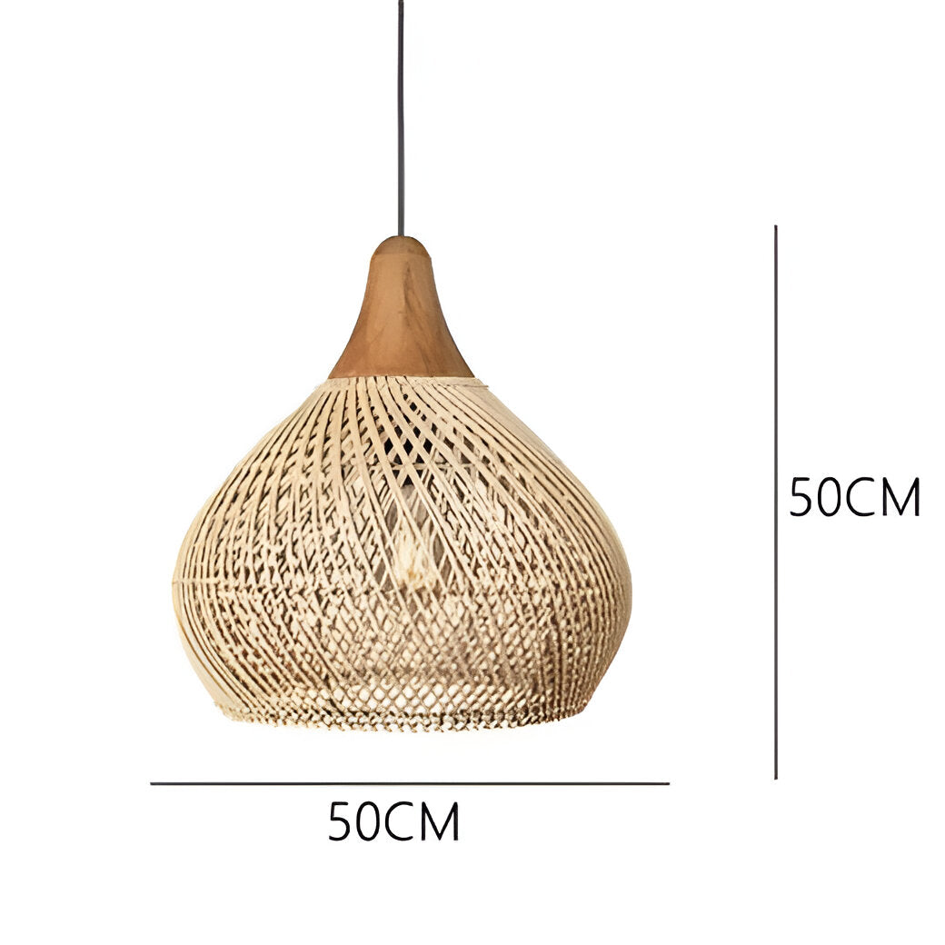 Pendant Light Rattan 19.7 in Handwoven Natural Dining Room Kitchen Island Hanging Ceiling Lamp Boho Rustic Organic | Thomler