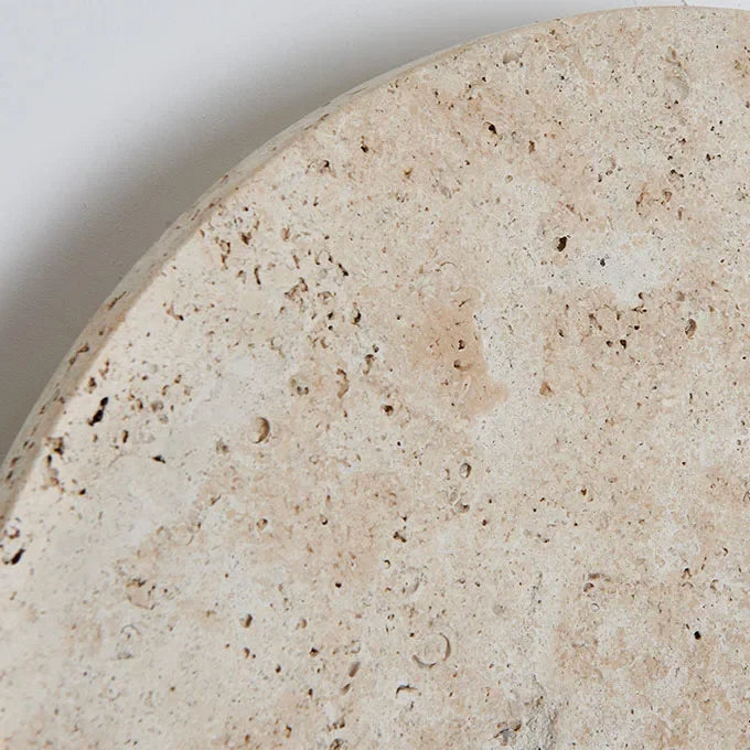 Wall Lamp Travertine Stone 11.8 in Round Warm LED Bedroom Hallway Ambient Lighting Minimalist Natural Stone Sconce | Thomler