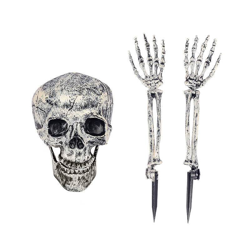 Ground-Emerging Skeleton Yard Stakes – Skull & Arms Halloween Lawn Decor for Outdoor Garden & Graveyard Scenes | Thomler