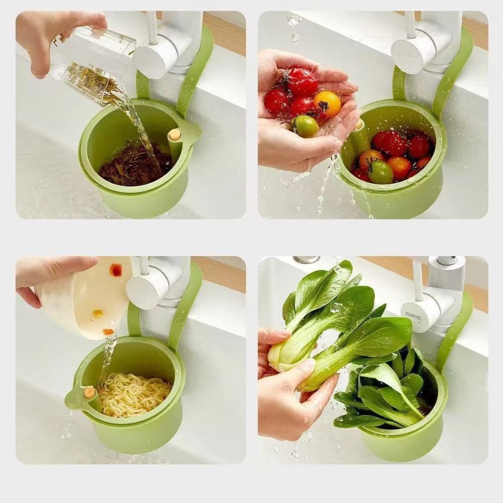 Sink Strainer Polypropylene 20.2 cm Hanging Kitchen Food Waste Filter Drain Basket With Click Release Vegetable Rinsing Caddy | Thomler