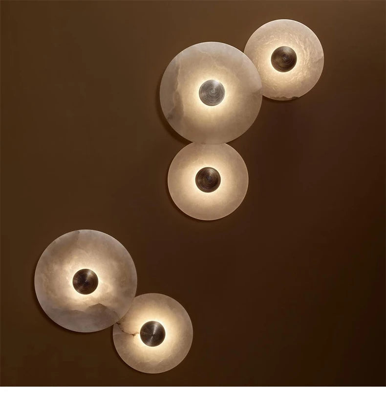 Wall Lamp Alabaster 7.9–13.8 In Round LED Bedroom Hallway Modern Minimalist Sconce Lighting Fixture | Thomler