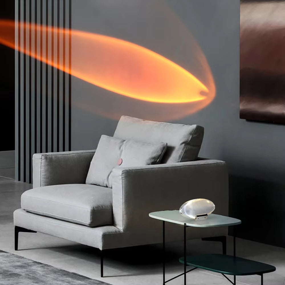 Ovale Kristall-Tischlampe – LED-Stimmungslicht in Warmweiß, Sonnenuntergangsrot & Blau-Violett