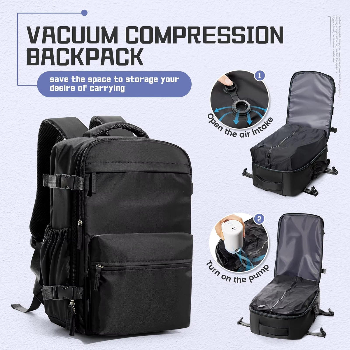 Compressible Laptop Backpack with Built-In Vacuum System for Work & Weekend Getaways | Thomler