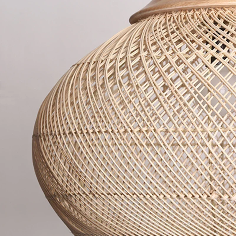 Pendant Light Rattan 19.7 in Handwoven Natural Dining Room Kitchen Island Hanging Ceiling Lamp Boho Rustic Organic | Thomler
