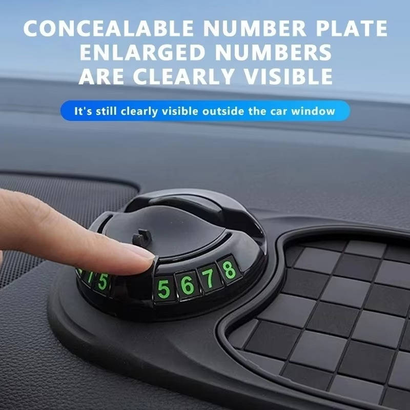 Dashboard Phone Mount with Storage Organizer & Parking Display for All Smartphones | Hands-Free Navigation Holder | 360° Rotating Cradle | Thomler