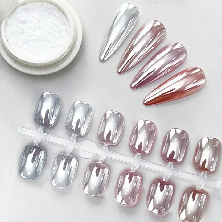 Nagelpulver Chrom Silber – Verwandelt jeden Lack in glänzendes Spiegelfinish