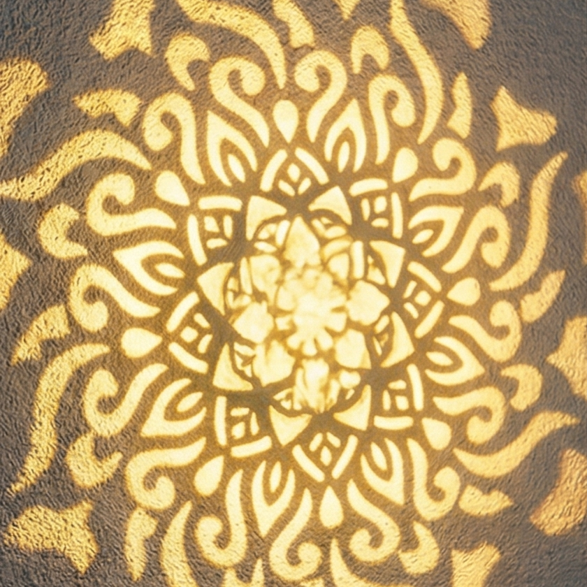 Solar-Powered Decorative Iron Light with Mandala Shadow Projection for Outdoor Walls, Patios, Gardens & Fences — Automatic Dusk Sensor, Weat | Thomler