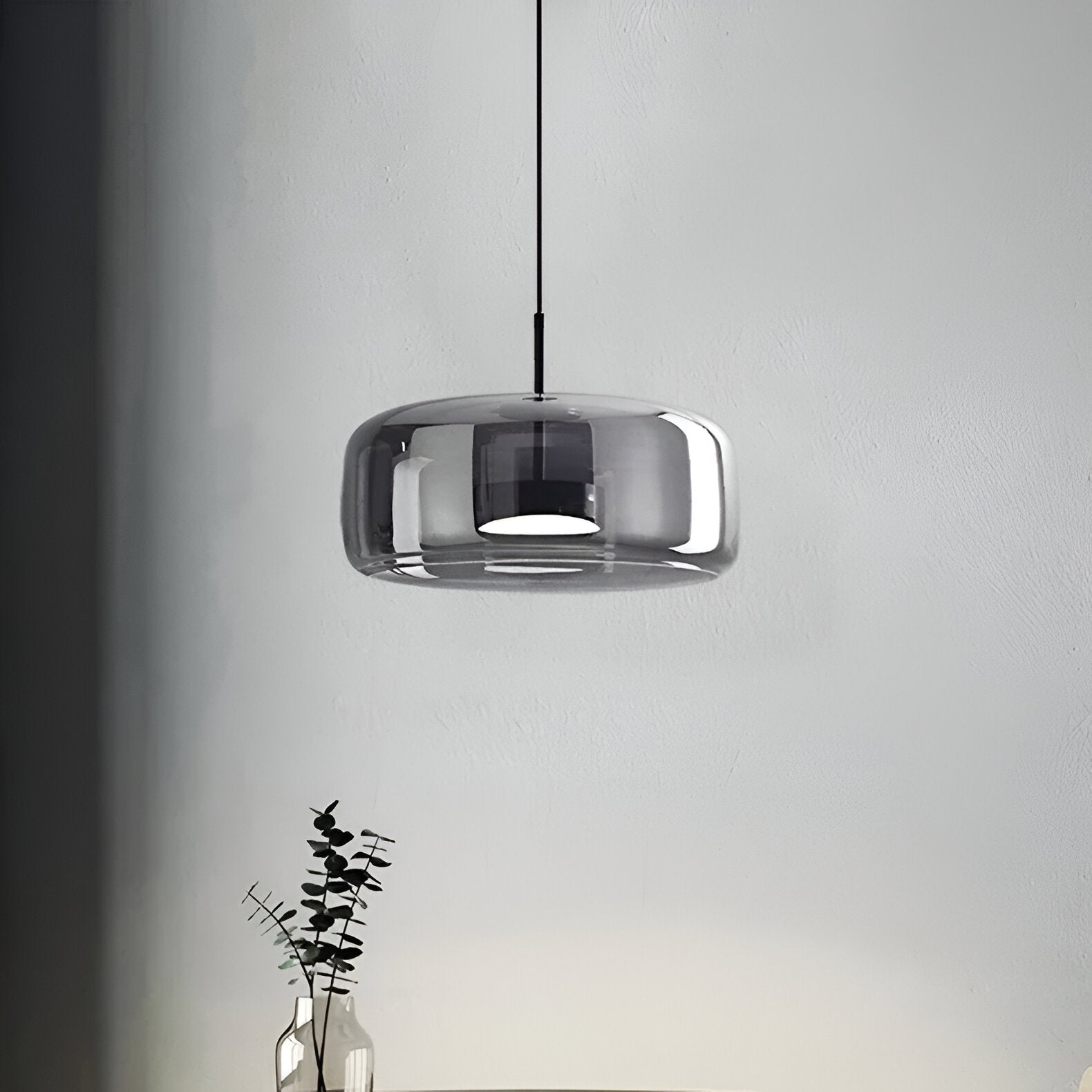 Pendant Light Glass Dome 15.0 in Smoked Gray Kitchen Island Dining Room Adjustable Triple Hanging Ceiling Fixture | Thomler