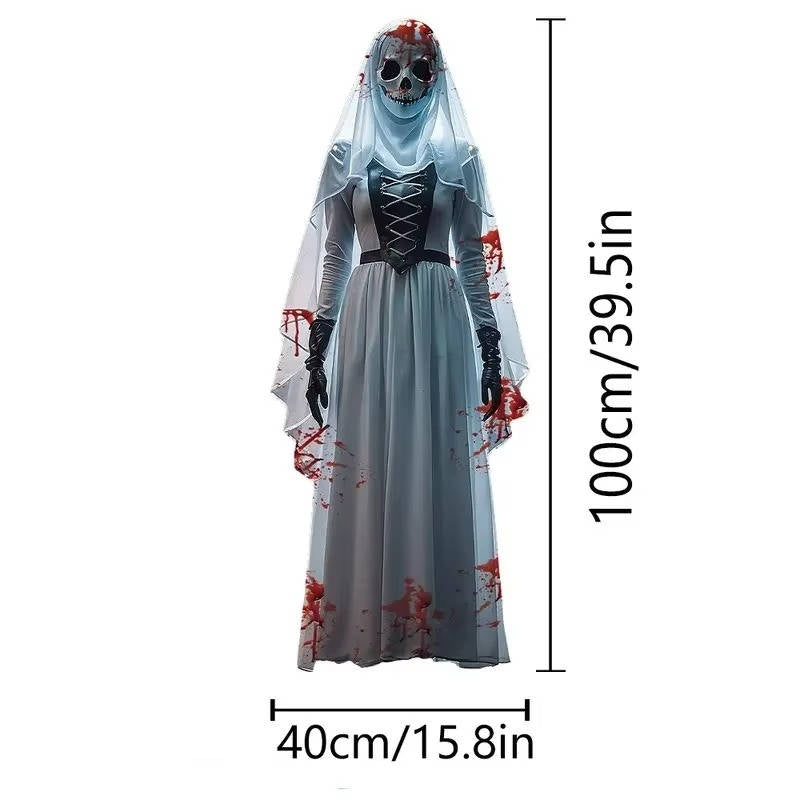 Skeleton Bride Hanging Halloween Decoration – Weather-Resistant Outdoor Horror Prop for Porch & Yard Display | Thomler