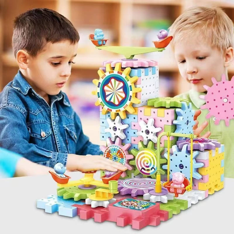 263-Piece Motorized Construction Set for Kids with Electric Spinning Gears, STEM Learning, Snap-Together Blocks for Amusement Park Builds | Thomler