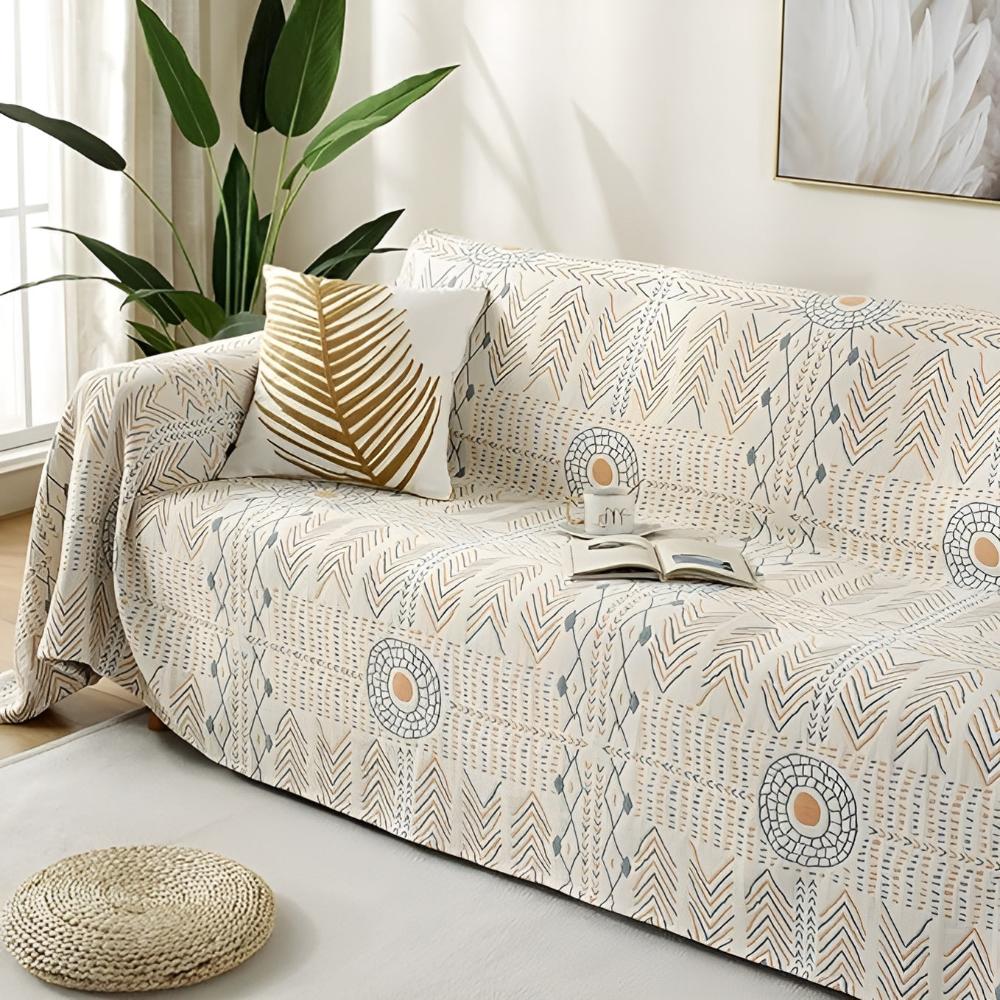 Dual-Sided All-Cotton Throw Blanket for Couch, Bed & Decor | Soft Reversible Woven Textile | Machine Washable Accent Cover | Thomler