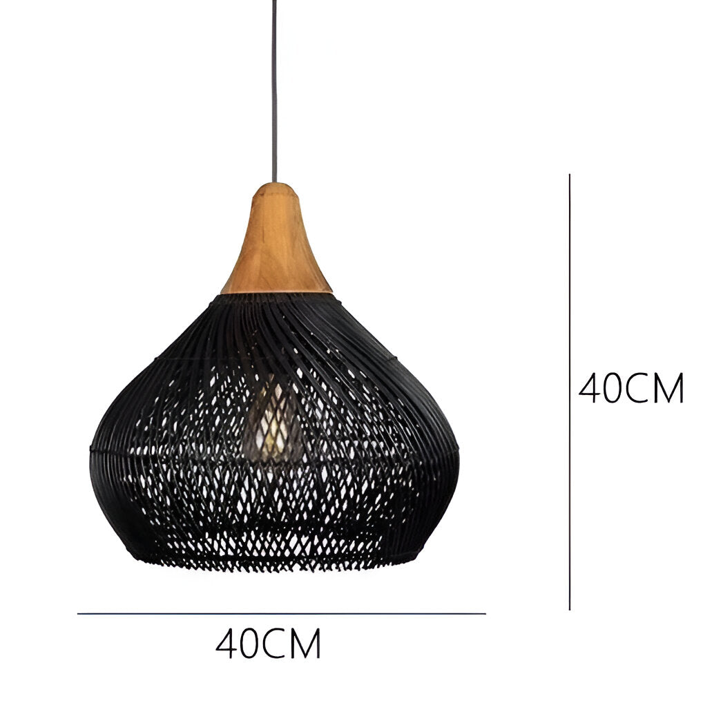 Pendant Light Rattan 19.7 in Handwoven Natural Dining Room Kitchen Island Hanging Ceiling Lamp Boho Rustic Organic | Thomler