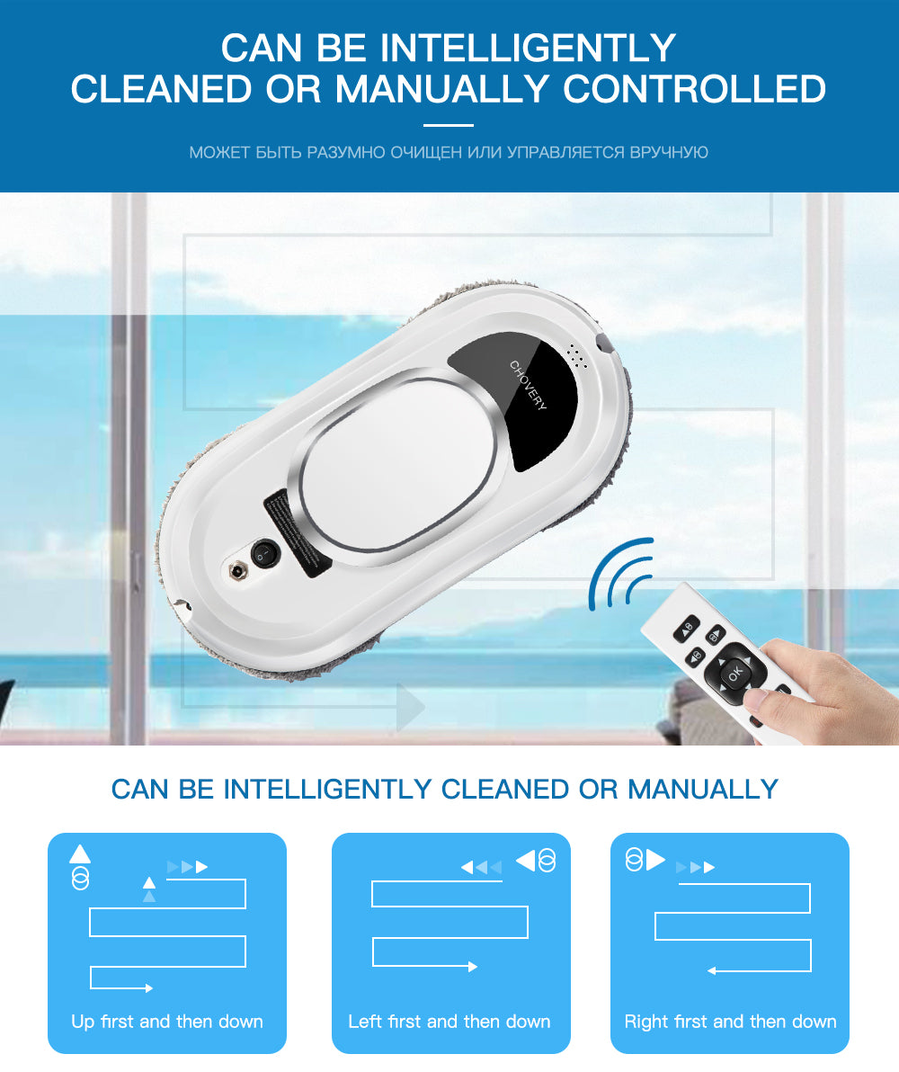 Robotic Window Washing Machine Automatic Glass Cleaner with Wireless Remote Control for Home High-Rise Patio Doors Mirror Panels | Thomler