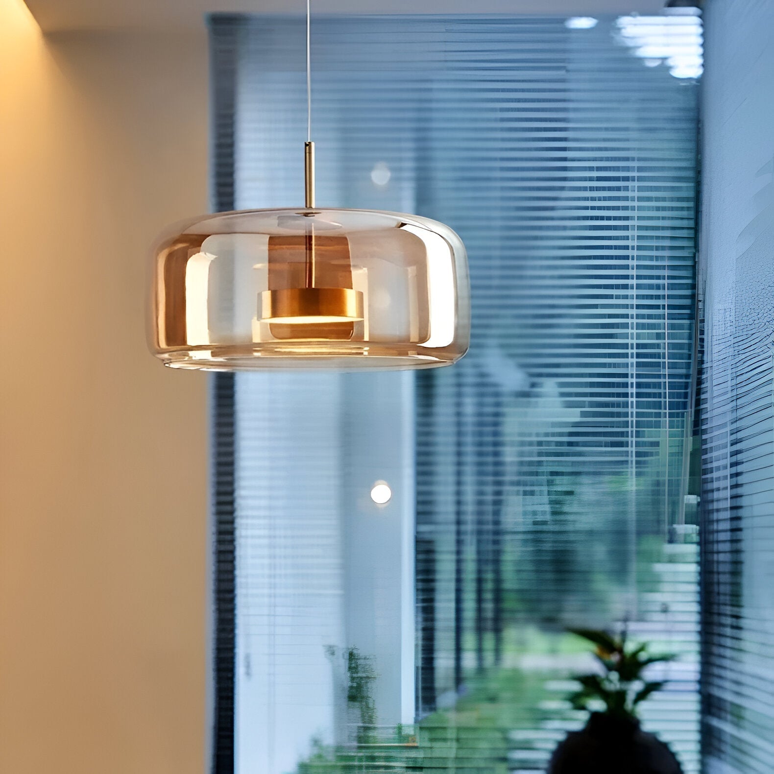 Pendant Light Hand Blown Glass Ø38.0 cm Smoked Grey Dining Room Kitchen Island Adjustable LED Hanging Ceiling Lamp | Thomler