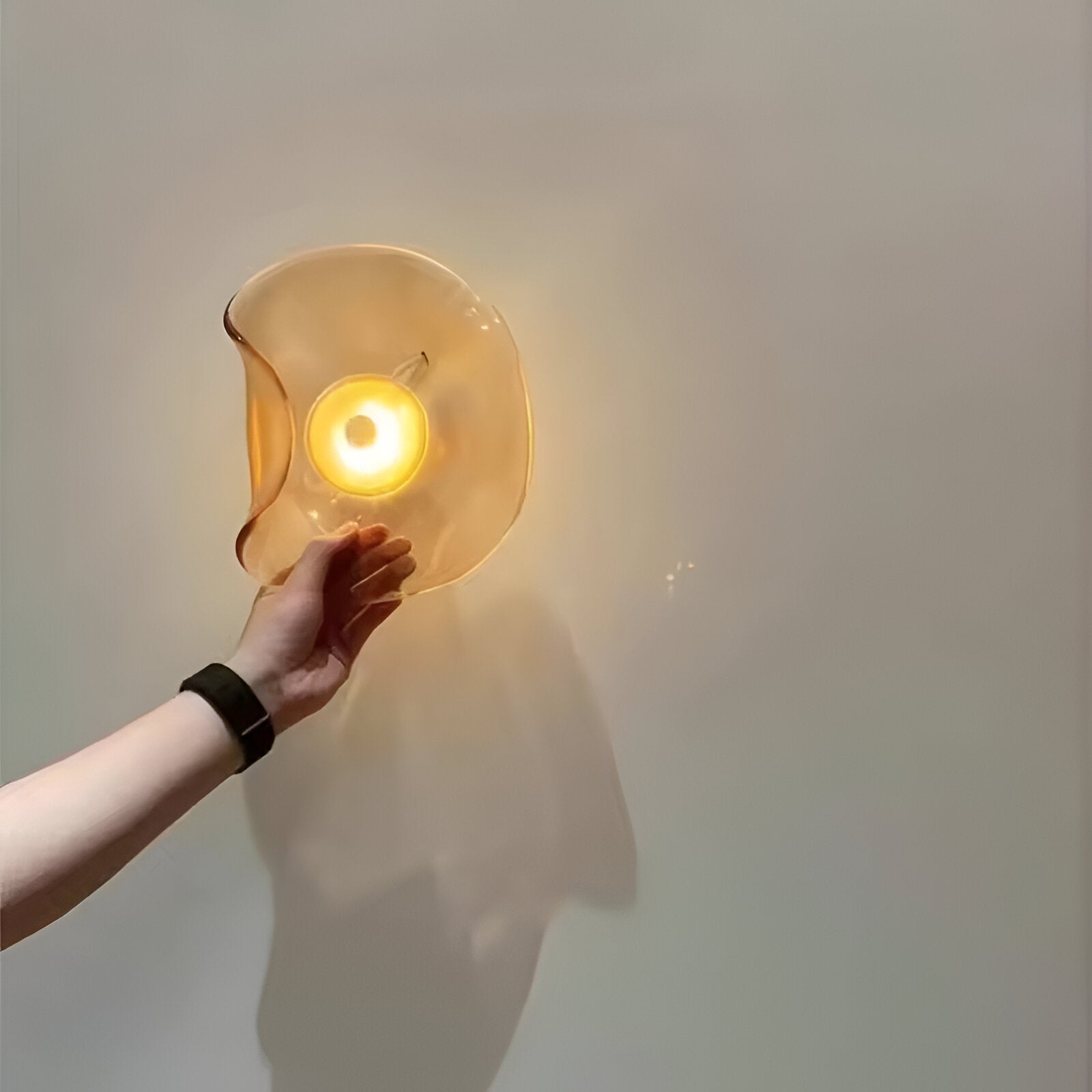 Wall Lamp Curved Glass 9.8 in LED Warm White Indoor Up Down Lighting Bedroom Hallway Fixture Modern Minimal | Thomler
