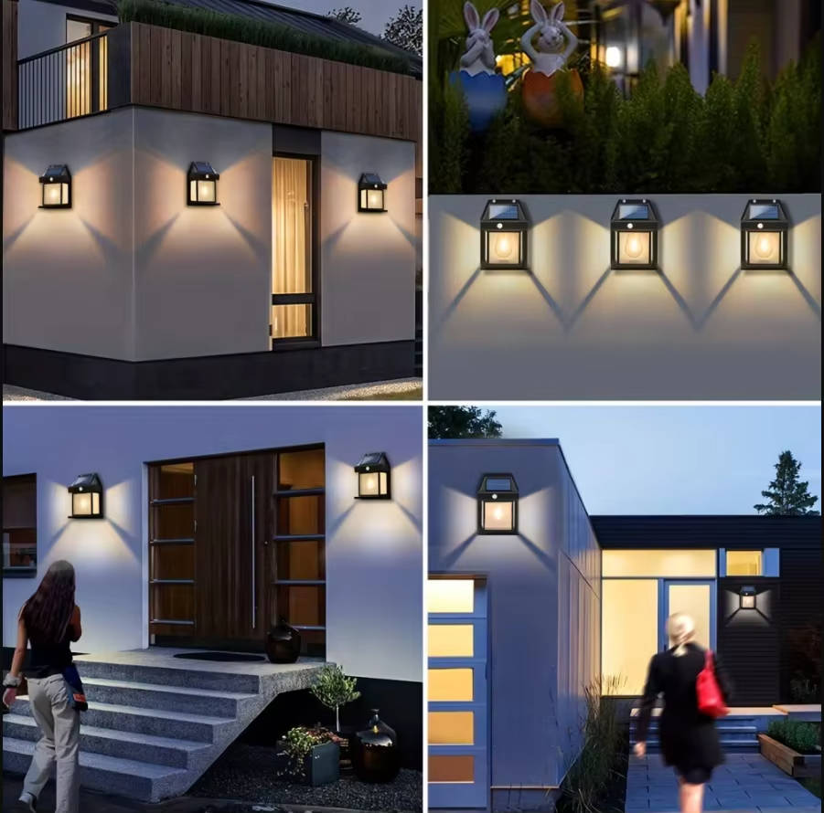 Motion-Activated Solar Outdoor Sconce with 3 Brightness Settings – Weatherproof Garden Security Light – 2-Pack | Thomler
