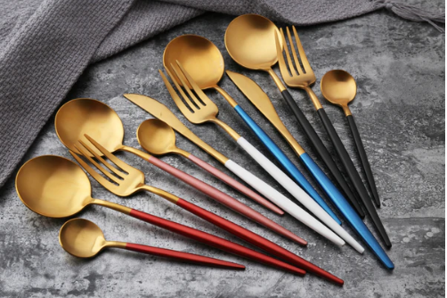 Stainless Steel Flatware Set 24-Piece Service for 6 with Colorful Handles for Everyday Dining Modern Table Utensils | Thomler