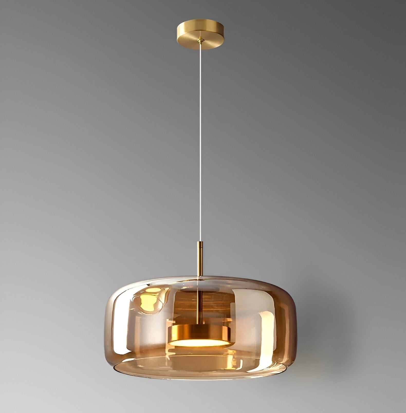 Pendant Light Glass Dome 15.0 in Smoked Gray Kitchen Island Dining Room Adjustable Triple Hanging Ceiling Fixture | Thomler