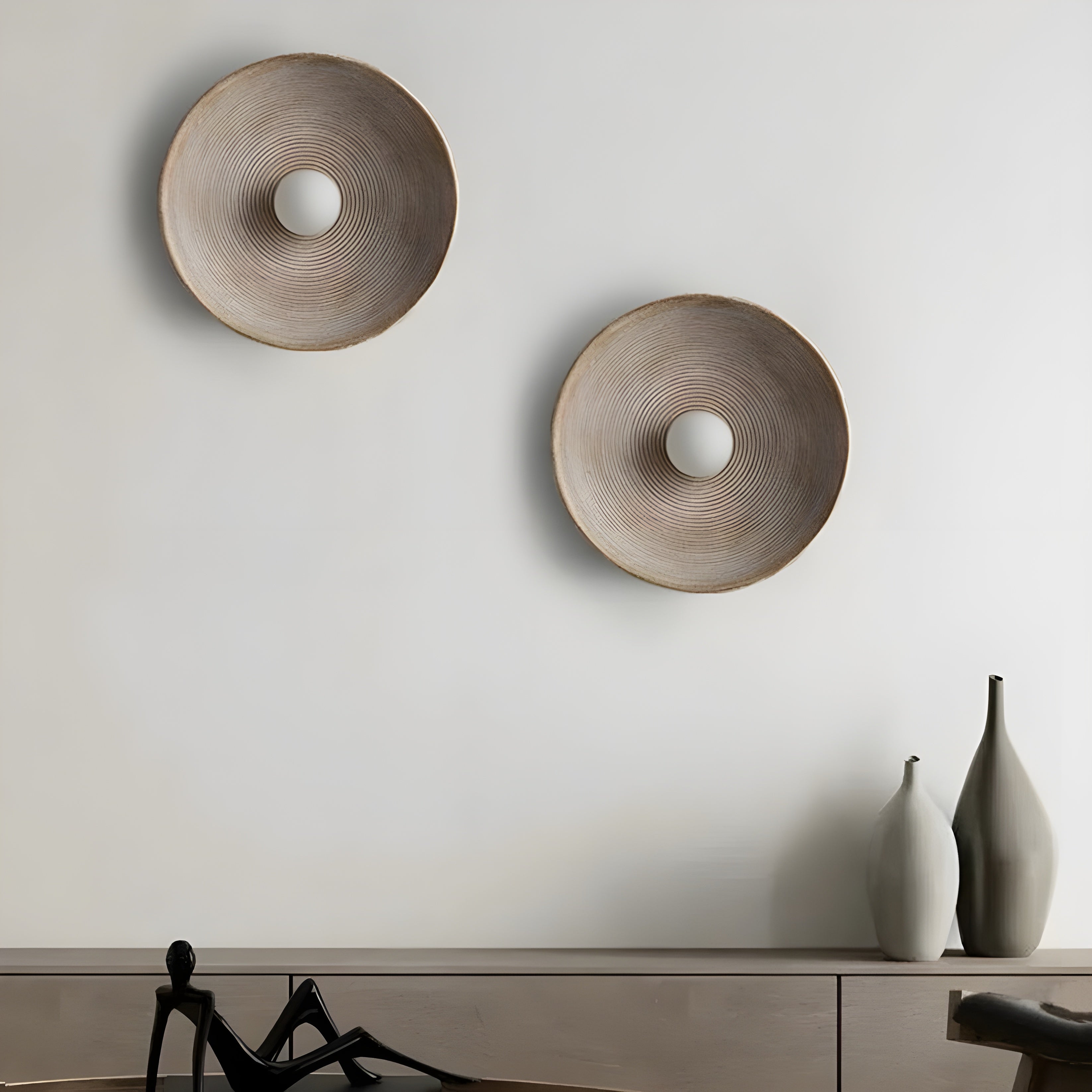 Wall Lamp Resin Glass 19.7 in Round White Bedroom Living Room Ambient Lighting Scandinavian Minimalist Sconce | Thomler