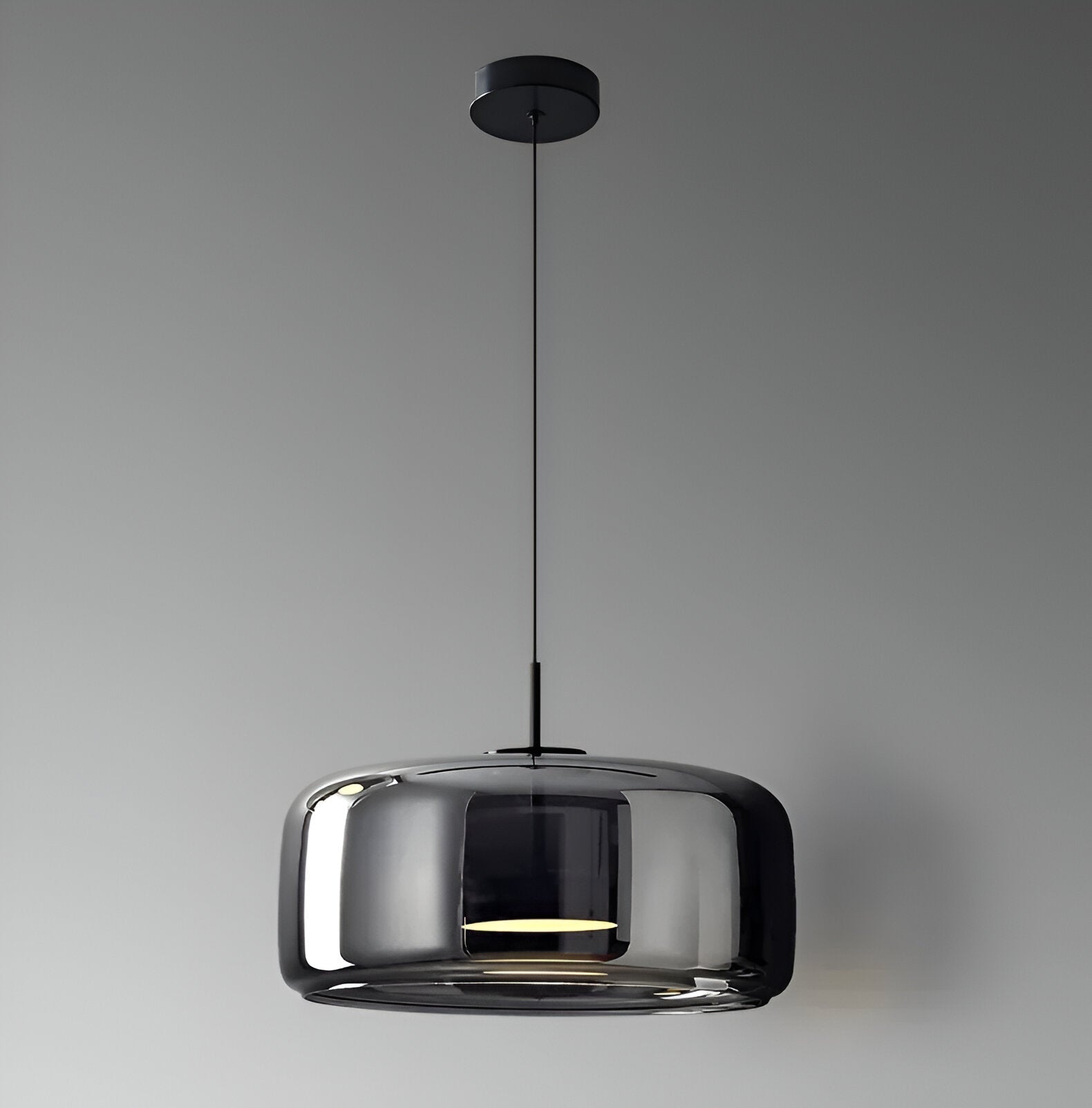 Pendant Light Glass Dome 15.0 in Smoked Gray Kitchen Island Dining Room Adjustable Triple Hanging Ceiling Fixture | Thomler
