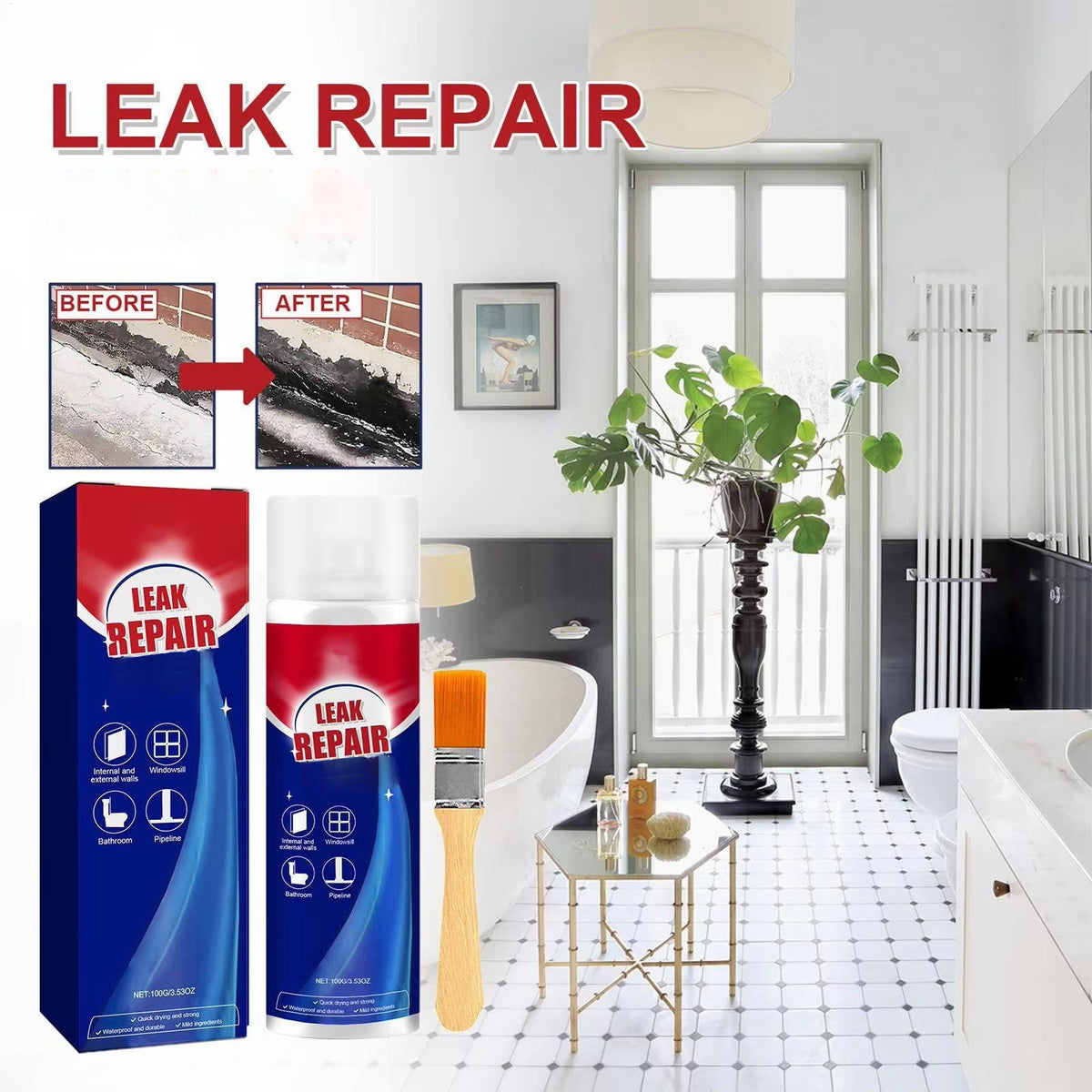 All-Purpose Instant Sealing Spray for Cracks and Leaks – Multi-Surface Waterproof Repair – Flexible Formula for Roof, Gutter, Tile and | Thomler