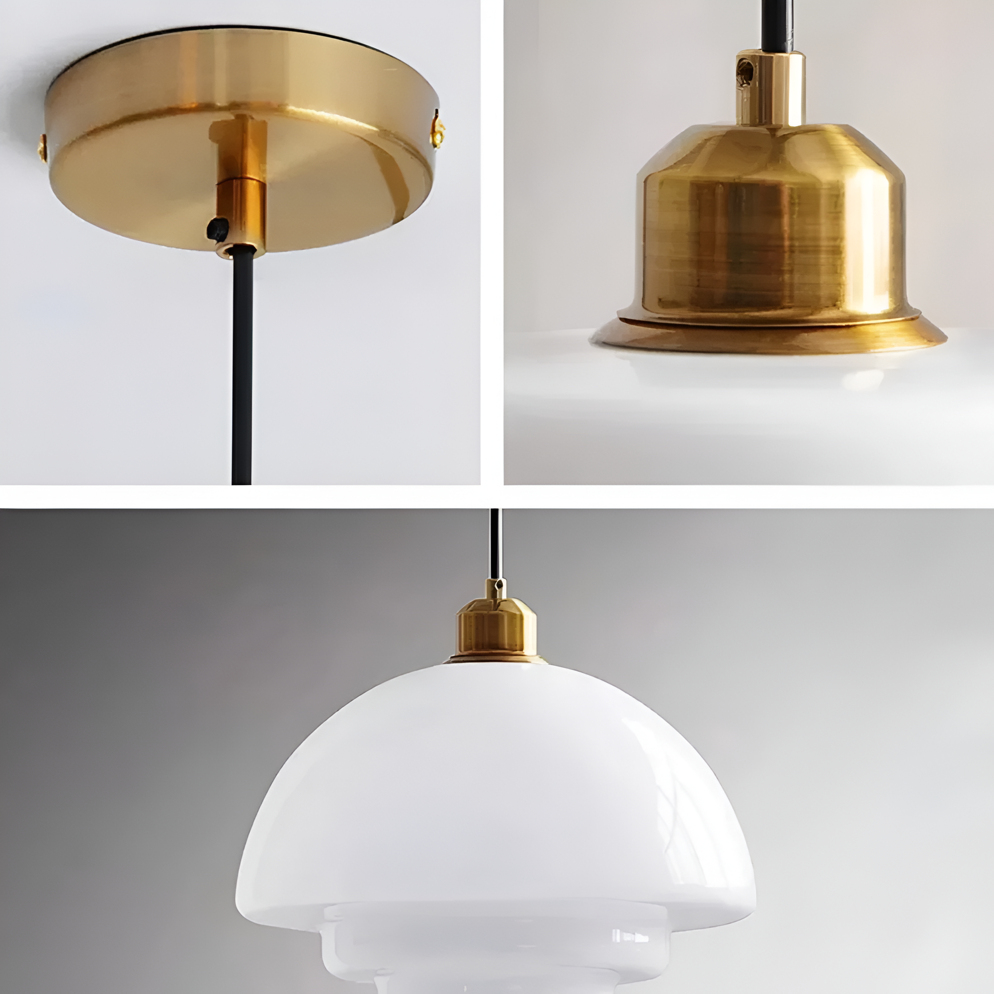 Pendant Light Brass Glass 30.0 cm Gold Dining Room Art Deco Hanging Ceiling Lamp Layered Shade E27 | Thomler