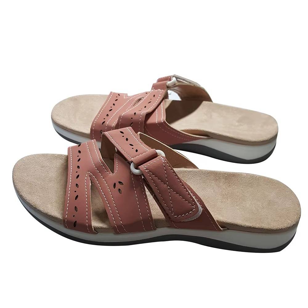 Women's Adjustable Hook & Loop Arch Support Sandals with Non-Slip Rubber Sole for Plantar Fasciitis Relief & All-Day Comfort | Thomler